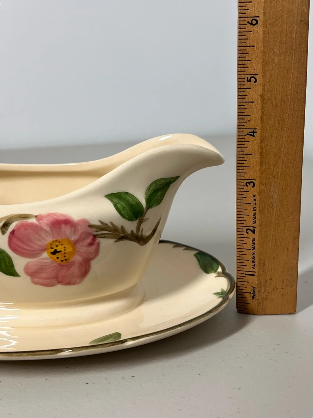 VTG Franciscan Desert Rose Gravy Boat Attached Underplate